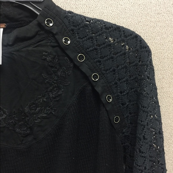 Free People Sweetest Thing Black Thermal - Picture 7 of 13